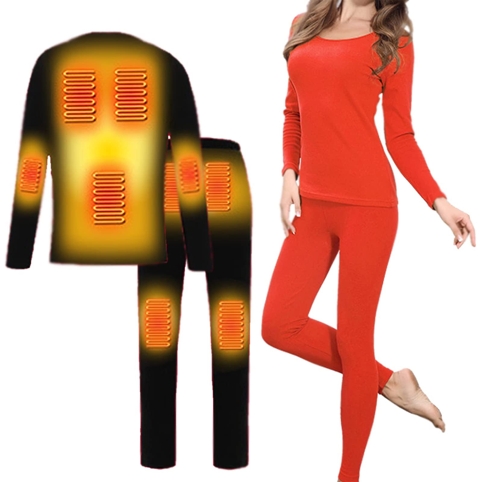 Tuta Intima Termica riscaldata, Tuta elettrica in grafene, Adatta al Freddo per l'inverno Freddo, Tuta Resistente al Freddo, Unisex, S Rosso (Rosso 3XL) (Rosso M)