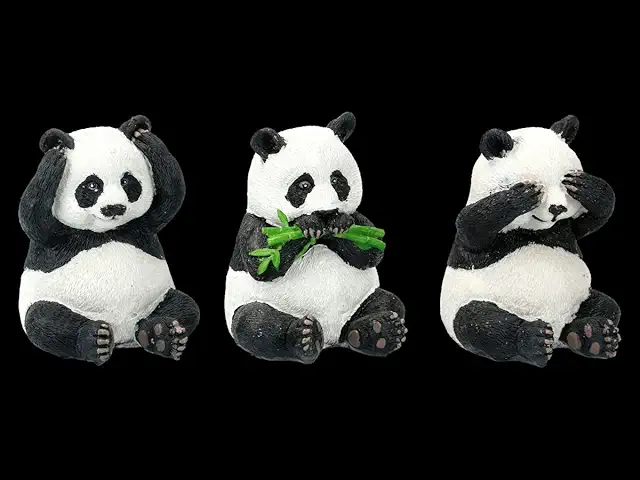 Three Wise Panda Figures - Funny Animal Sculpture, Decorative Statue