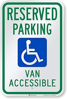 SmartSign 18 x 12 inch “Reserved Parking - Van Accessible” Handicapped Parking Metal Sign, 63 mil Aluminum, 3M Laminated Engineer Grade Reflective Material, Green, Blue and White, Made in USA