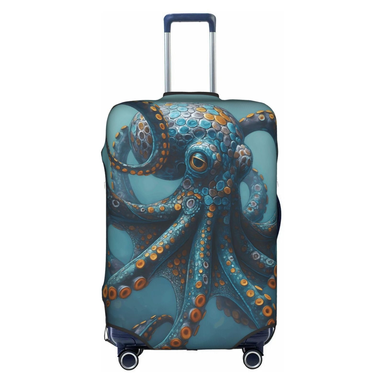 Colorful Strange Octopus Elasticity Luggage Protection Cover Travel Scratch Resistant Suitcase Covers Small (18-21 inch suitcase)