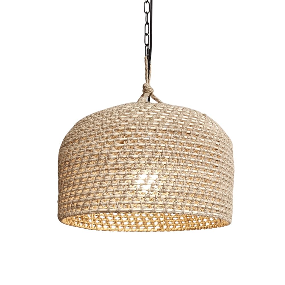 CHUNGYANG Bedroom Pendant Light Japanese Wabi-Sabi Style Dining Room Chandelier Hand Woven Rattan Pendant Lamp for Living Room Corridor Pastoral Entryway Foyer Lighting Fixture Adjustable Height