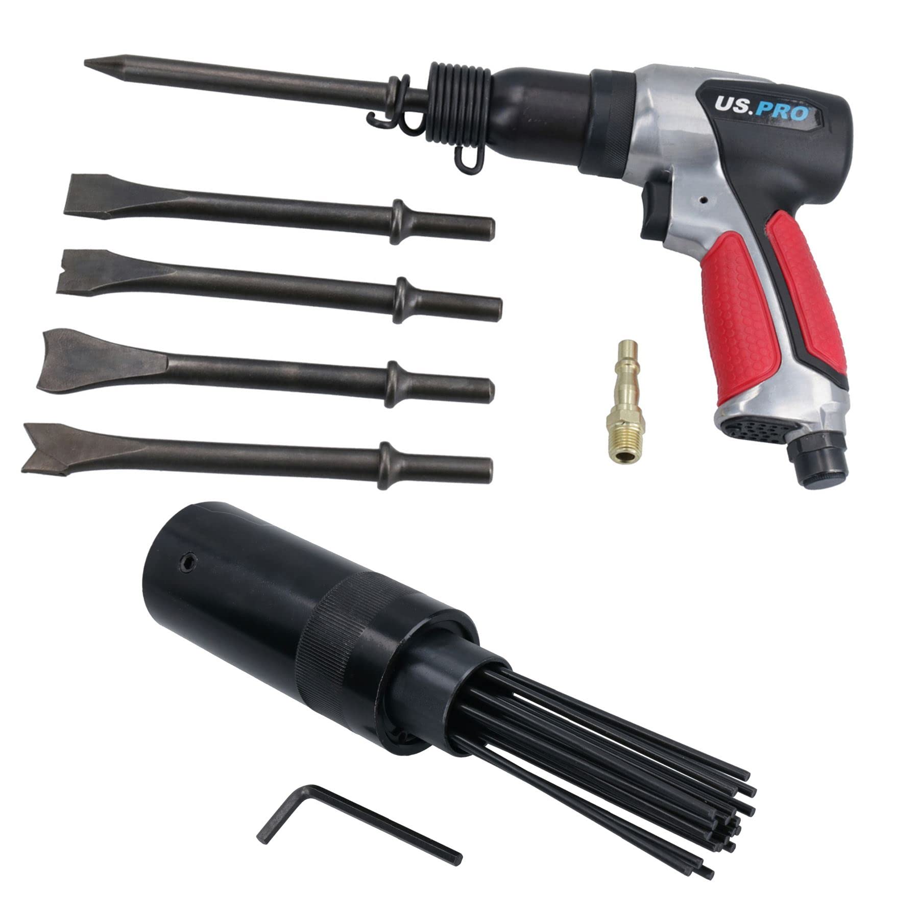 190mm Air Hammer Chisel with Chisels & Air Needle Descaler for Rust Body Panels