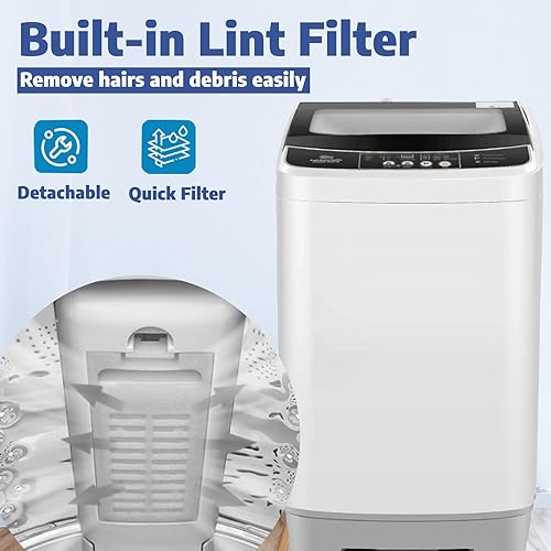 Miniatura 3 de Nictemaw 17.8Lbs Portable Washing Machine, 2.4 Cu.ft Compact Full-Automatic Washer with Drain Pump, 8 Water Level & 10 Programs Portable Washer and