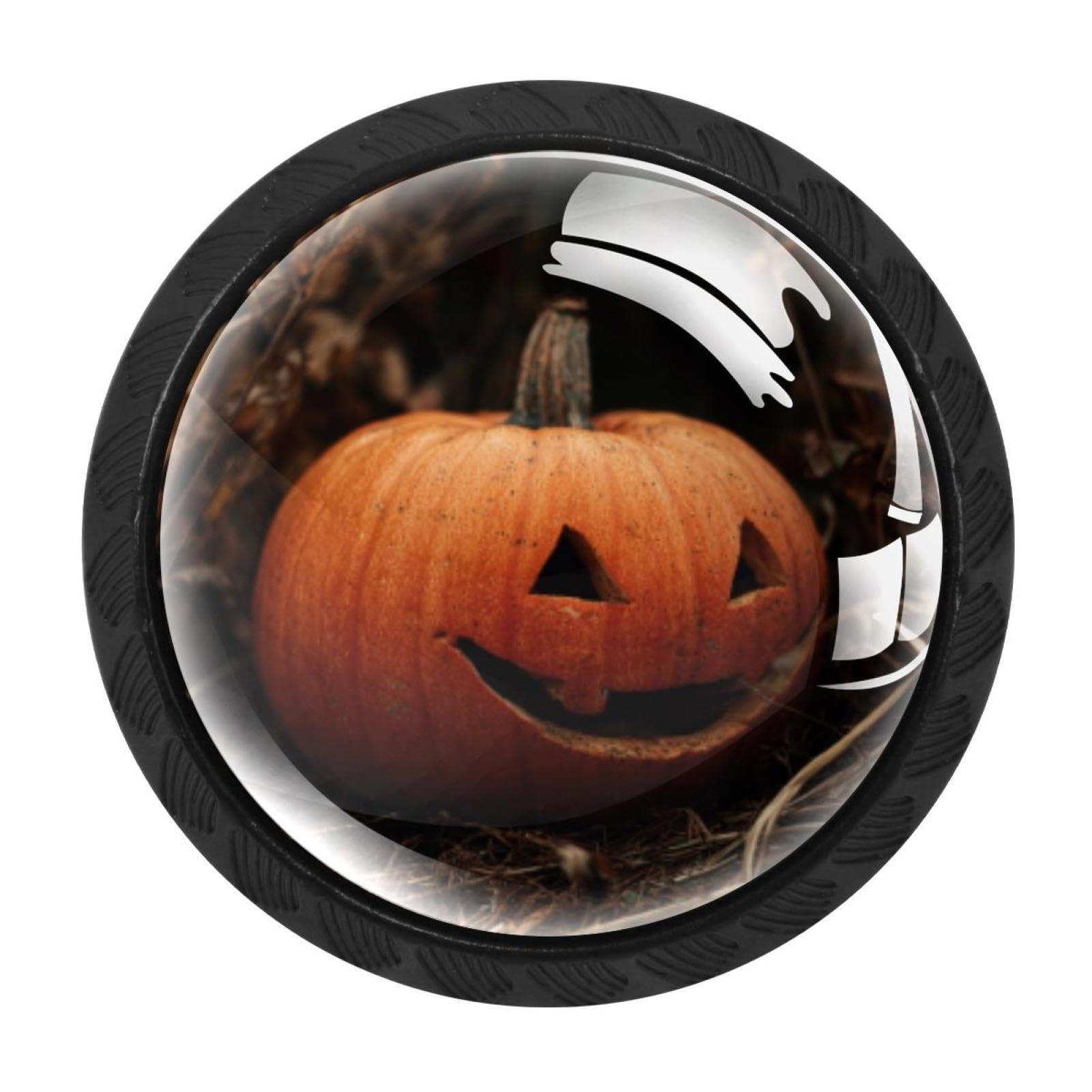 CHENZZZZ Pumpkin Halloween Fall (3) Drawer Knobs Pull Handles 4 Pcs Glass Cabinet Drawer Pulls for Home Kitchen Office Cabinet Cupboard