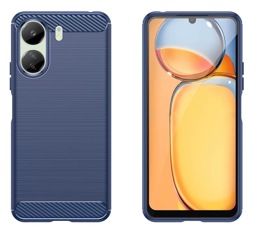 Image of NPRC Hybrid Ultra Slim Protective Case TPU Non-Slip Carbon Fiber Texture Shockproof Case Cover for Redmi 13c 4G - Blue