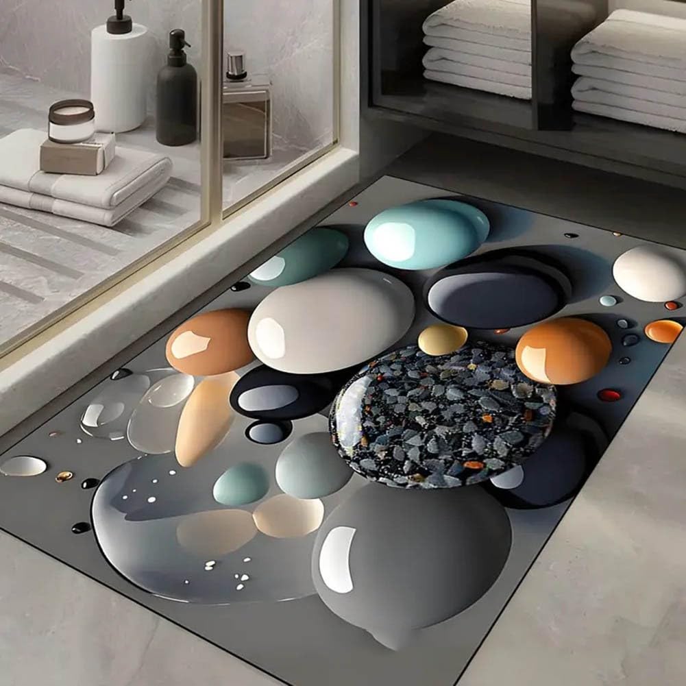 Tapis de bain en diatomite haut de gamme gris 60 x 90 cm au séchage instantané pour intérieur