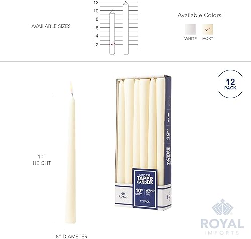 Miniatura 6 de Royal Imports Velas cónicas sin perfume, elegantes de calidad premium, sin goteo y sin humo, velas de cena sumergidas a mano para bodas, vacaciones,
