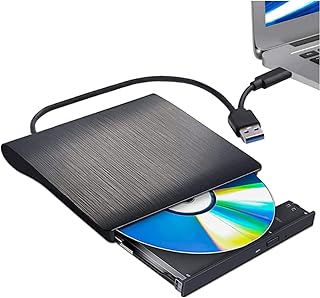 External CD DVD Drive USB 3.0 Type-C, Portable CD/DVD +/-RW Drive, CD DVD Player Reader Writer Compatible with Laptop Desktop PC Windows 11/10/8/7 Linux MAC OS for Laptop CD ROM Burner, Black