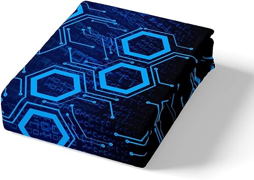 Miniatura 6 de Juego de edredón de panal de abeja, juego de ropa de cama hexagonal de arte moderno, edredón de panal de abeja, color azul oscuro, juego de edredón