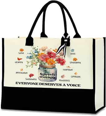 Canvas Tote Bag For Speech Therapists - SLP Appreciation Gift With Funny Graphic Print