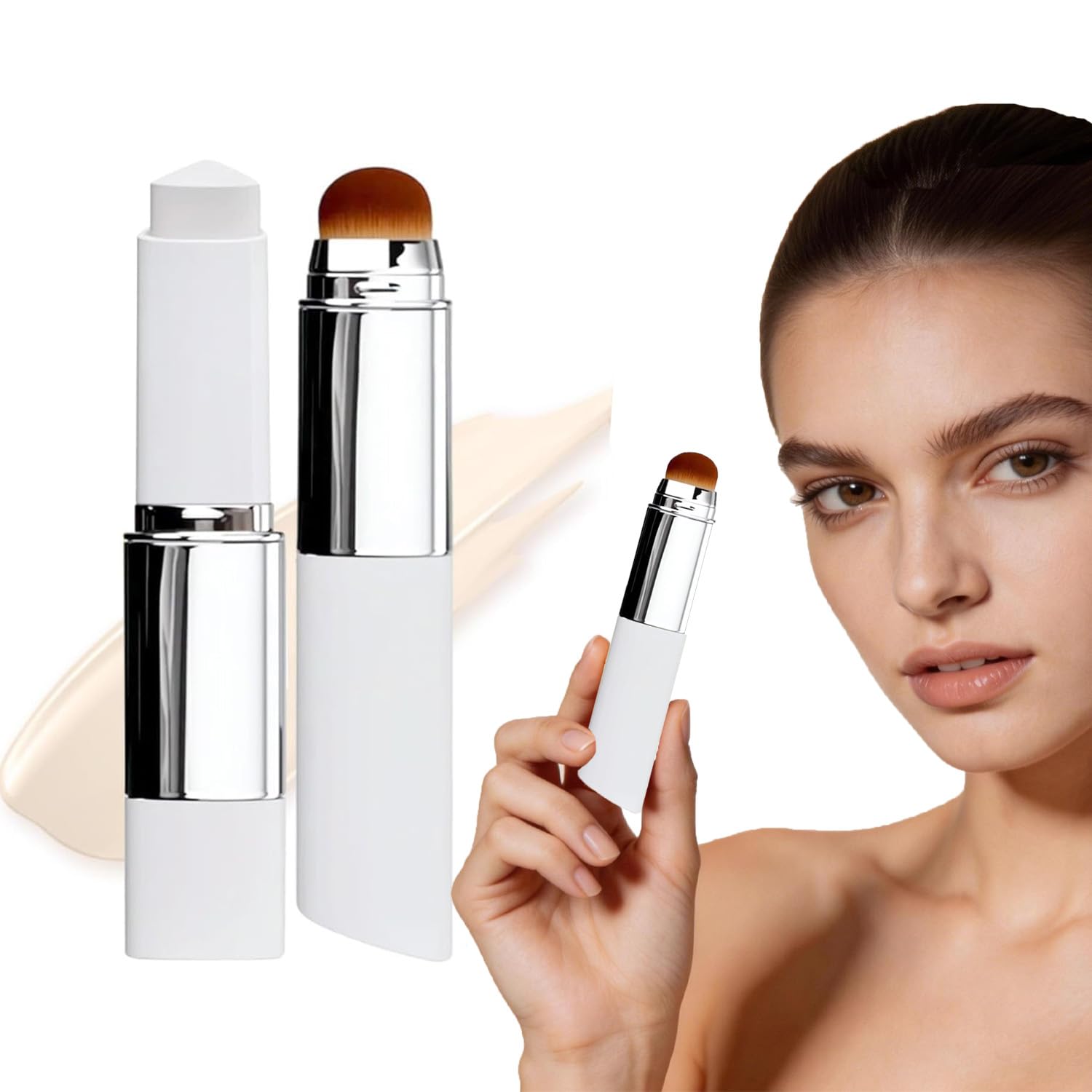 Faccelove Foundation Stick mit Pinsel, Color Changing Foundation mit LSF 15, Automatische Farbanpassung, Natürlicher Glow & Schwereloses Gefühl, Lang Anhaltender für Alle Hauttypen
