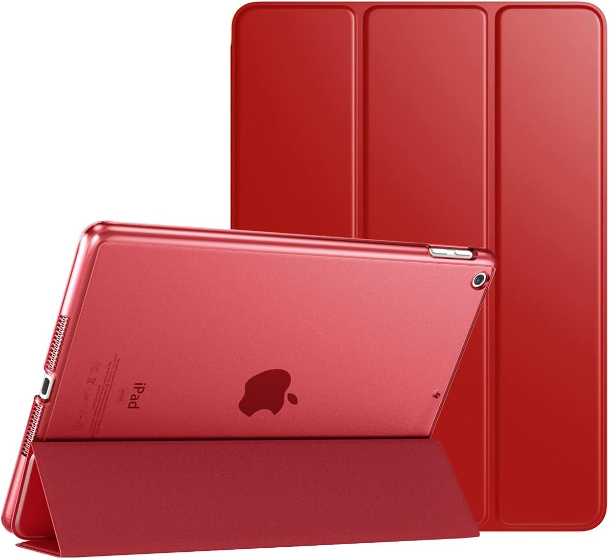 TiMOVO iPad 10.2 Case iPad 9th Generation 2021/ iPad 8th Generation 2020/ iPad 7th Generation 2019 Case,Slim Translucent Hard PC Protective Smart Cover with Stand for iPad 10.2 Inch,Red