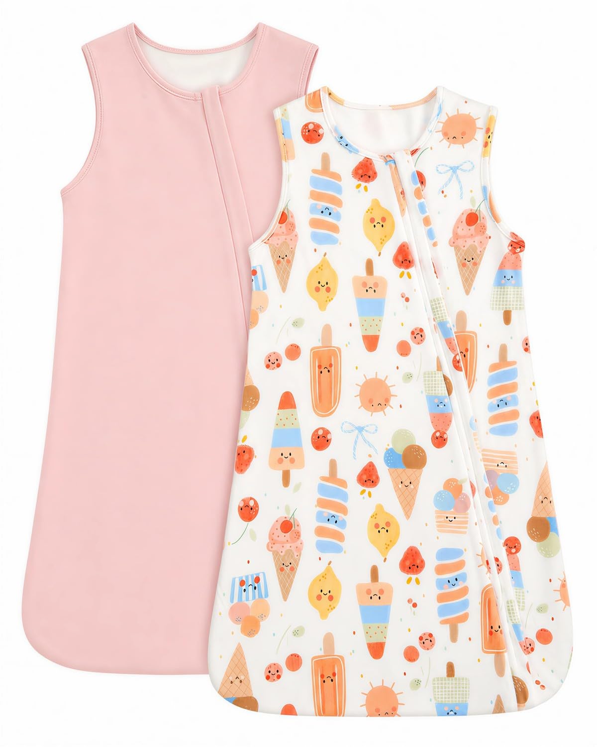 WYTbaby Baby Sleeping Bag 1.0 Tog Lyocell Unisex Baby Sleep Sack 2 Pack for Infant 0-6 Months