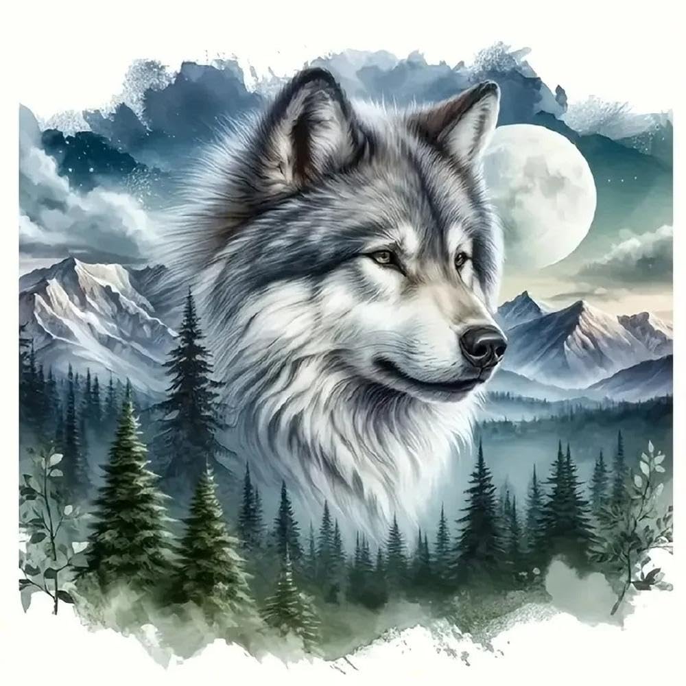 Wolf and Forest Landscape Waterproof Car Decorative Decal for Cars Laptops Bumpers Helmets Glass Window(15cm-Longest Side)