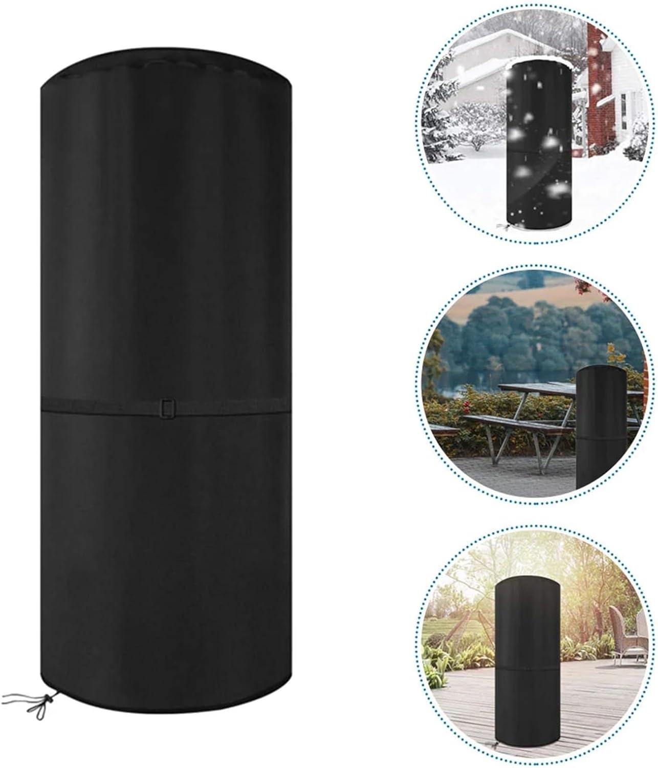 Patio Heater Cover Black Heater Cover Outdoor Protective Bag Waterproof Wear Resistant Oxford Cloth Patio Heater Sleeve Garden Heater Protector