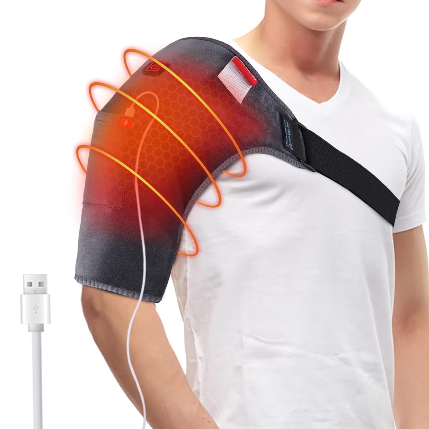 ENKOSI Heated Shoulder Brace Wrap, Adjustable Electric 3 Temperature Setting Shoulder Pad, Portable Shoulder Massager Strap for Relieving Muscle Pain,Tendonitis (B0DG5ZHV8M) Amazon Price History, Amazon Price Tracker