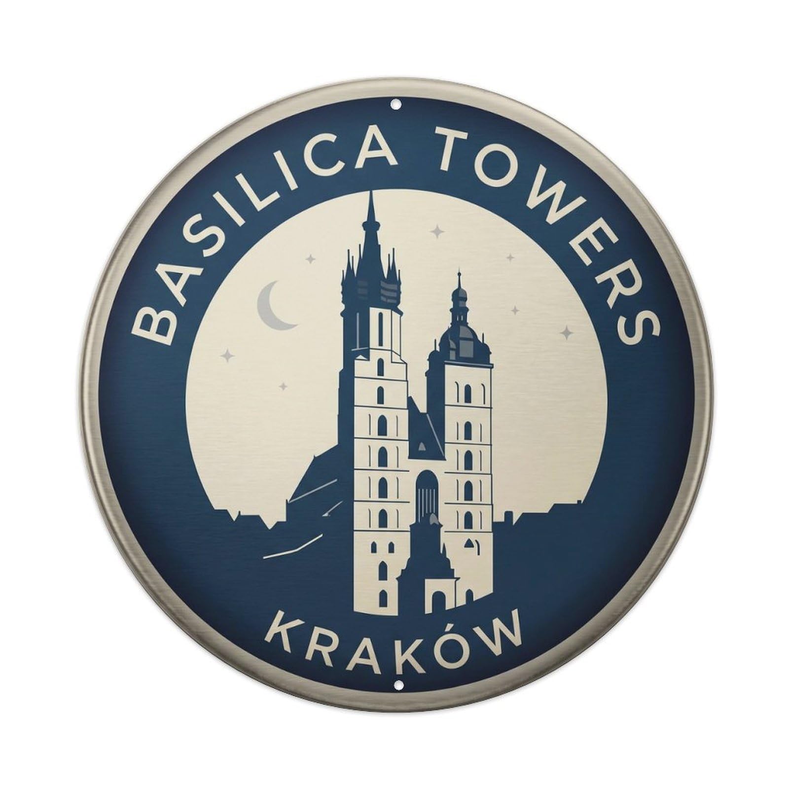 Basilica Gothic Bedroom Cathedral Metal Tin Sign Plaque Wall Decor for Cafe, Club, Garden Round Metal Poster 8x8Inch