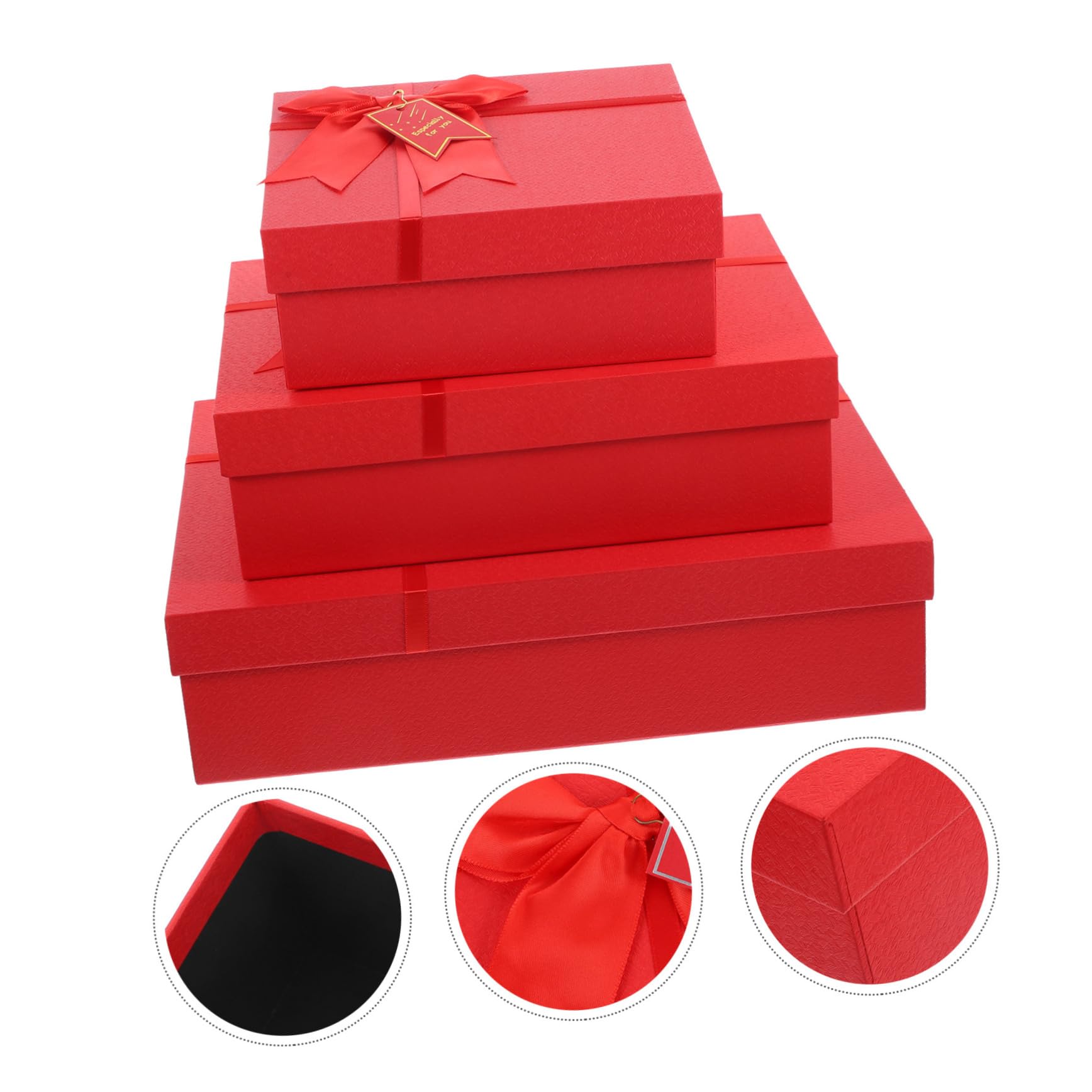 KOMBIUDA Scatole Regalo in Carta Coperchio 3 Pezzi Rosso Decorative
