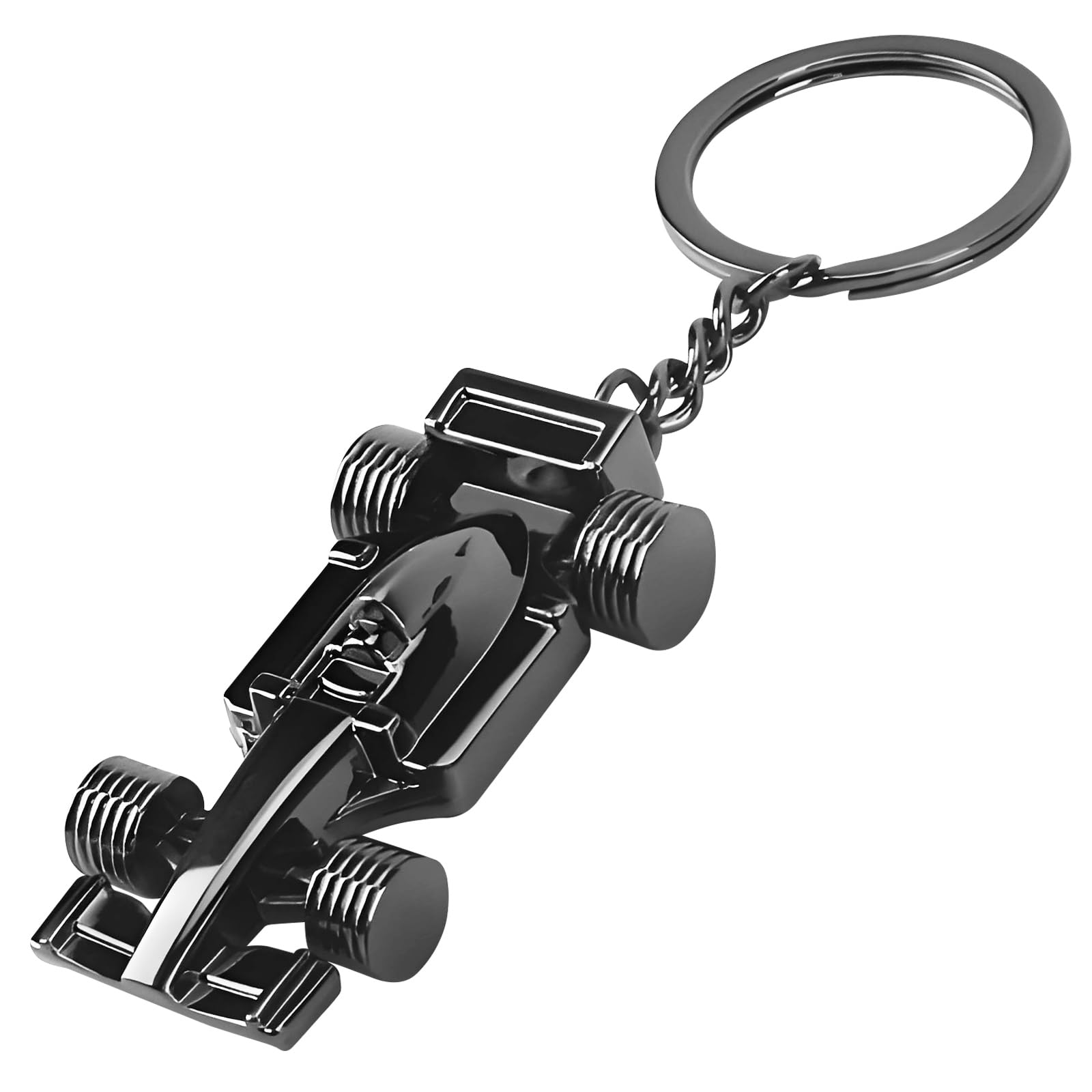 Black Racing Car Keyring,Sport F1 Keyring Key Chain,Car Key Ring Chain Metal Keychain,Formula 1 Gifts for Boy Men,Metal Keyring Accessories for Christmas, Easter, Birthday,F1 Merchandise (Black)