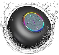 Vista 1 de Altavoz de ducha Bluetooth con LED – Altavoz mini inalámbrico portátil con micrófono y ventosa, resistente al agua IPX4 para ducha, viaje, piscina
