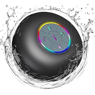 Enceinte Bluetooth étanche avec LED, IPX4 portable sans fil mains libres, micro intégré, ventouse, rechargeable pour le bain, la plage, la maison, pour iPhone, smartphone, tablette (noir) - Les Beatles, Paul McCartney, John Lennon, RIngo Starr, George Harrison