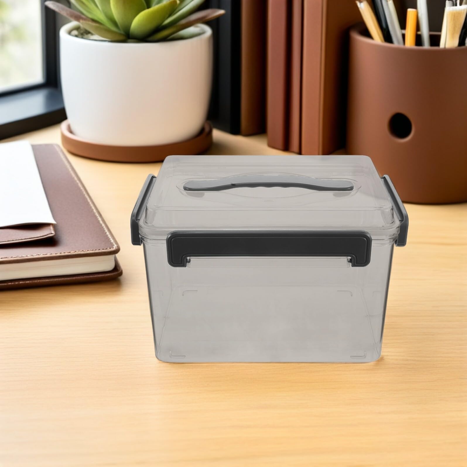 Acryl Kameraobjektiv Aufbewahrungsbox Mittel Transparent mit Dichtungsring Stoßfest Organizer für Digitale Objektive und Fotozubehör Reise Studio Schutzcase