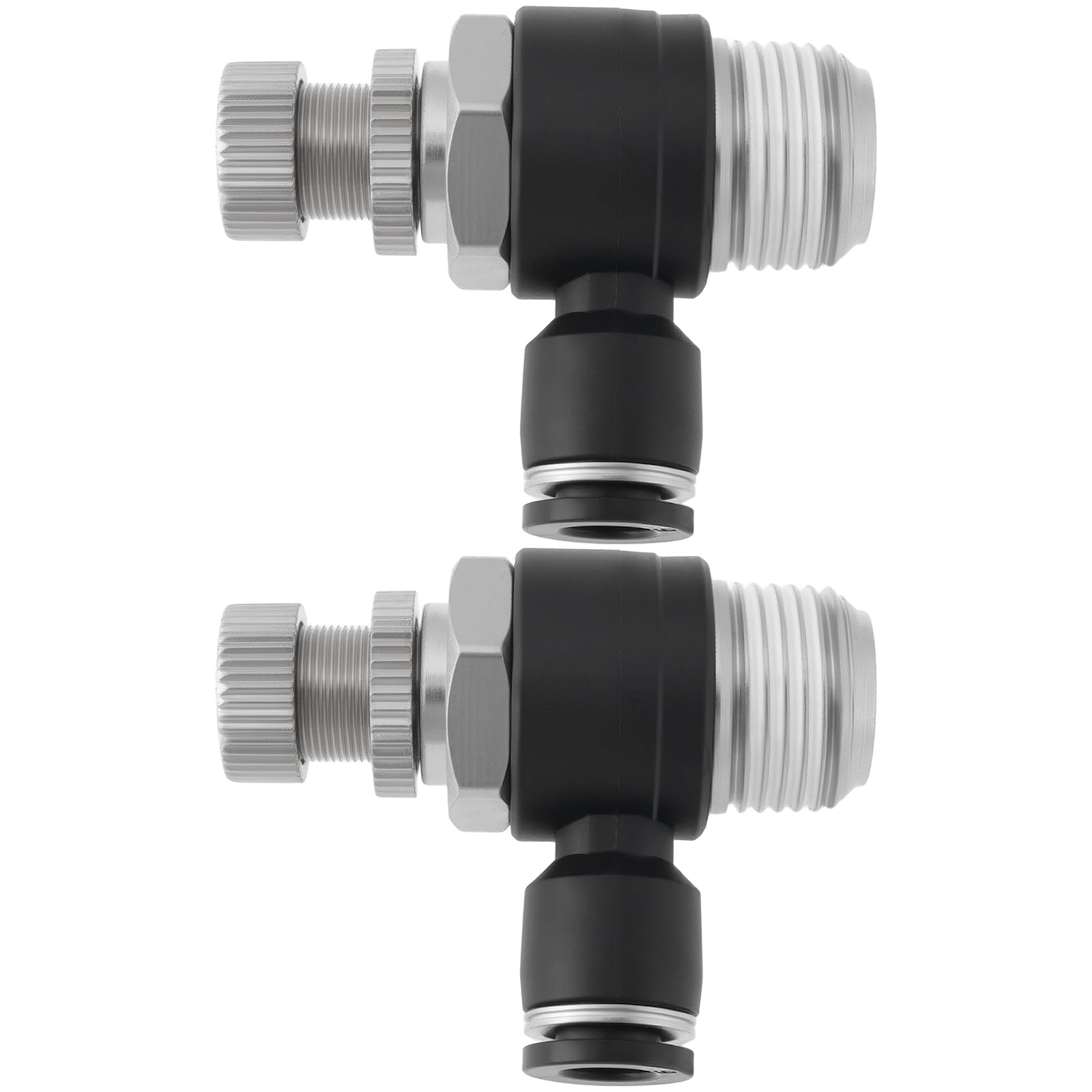 Briny River 2pcs Air Flow Control Valve Connector Push in Pneumatic Flow Control Valve 6mm Turn 3/8 Thread for Air Hose Quick Connection