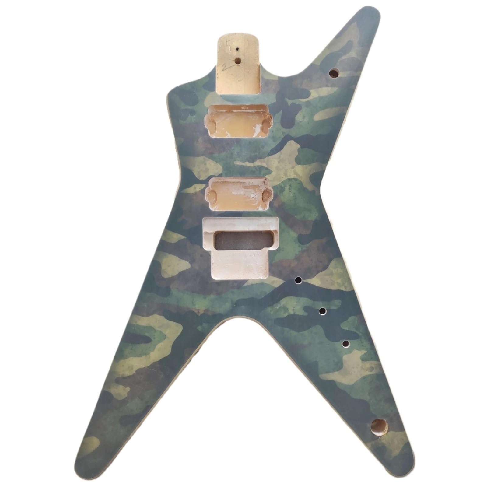 Unfinished Guitar Body Solid Wood Electric Guitar Body Nitro Treatment Special Shape Replacement Parts 2 HH Pickup Holes