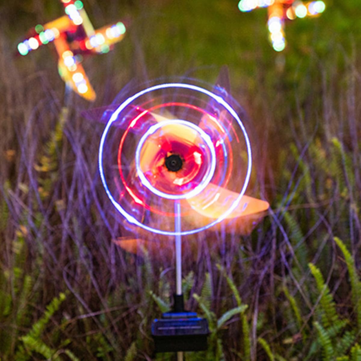 DOITOOL Luces Solares para Jardín Carga Solar en Forma de Molino de Viento, 2 Piezas Instalación Sencilla, Luz Decorativa para Patio y Jardín Exterior
