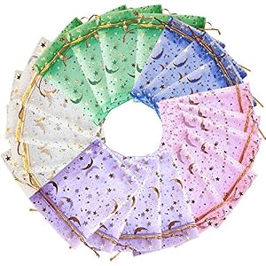 Yuntop 100 Stück Mond-Stern Organza Schmuckbeutel