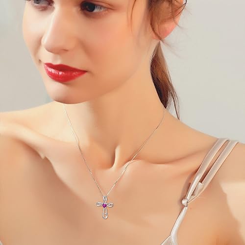Miniatura 4 de Collar de cruz para mujer, plata de ley 925, collar de cruz de fe torcida, crucifijo con forma de corazón, circonita fina, regalo de cumpleaños para