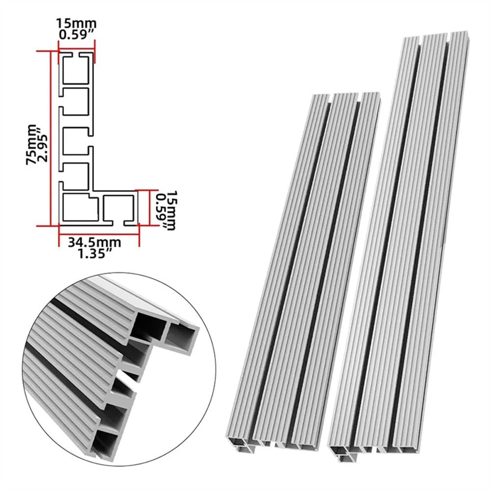 Rail de guidage et rails en T for table de travail du bois Rail à onglet en aluminium Fixation en T for établi Outils de table de toupie(T30 Silvery Track,600mm)