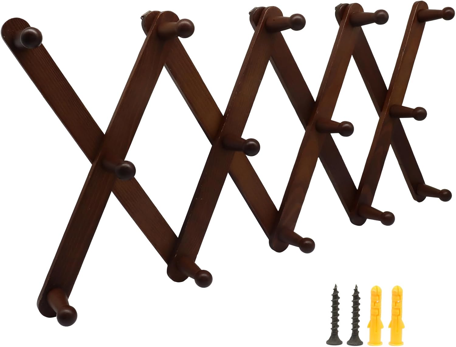 14 Pegs Expandable Wall Hanger, Brown