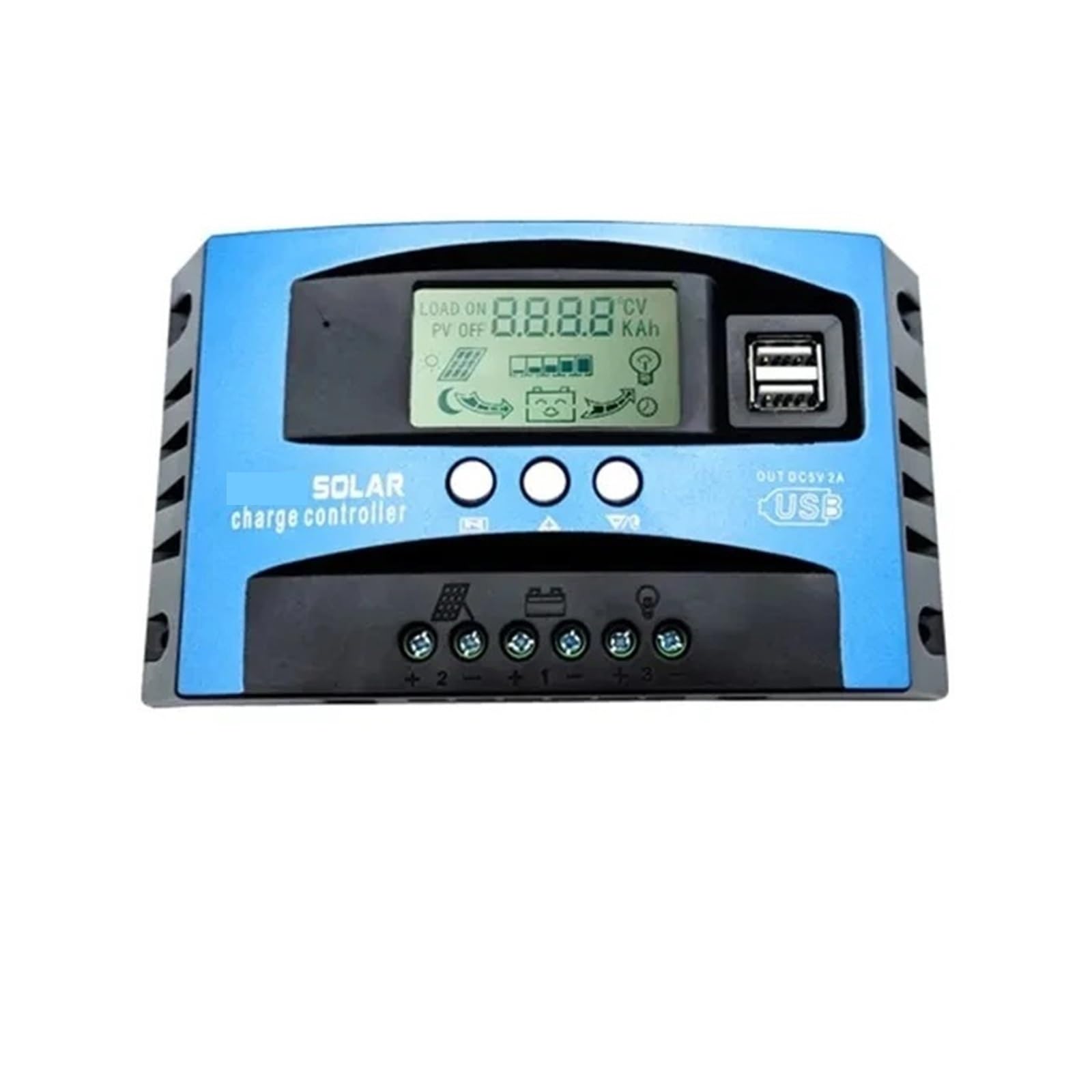 Mjfvn One Color Solar Charge Controller Dual Usb Lcd Display 12V 24V Solar Cell Panel Charger Regulator With Load(60A)