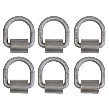 Boxer Weld-On Heavy Duty Forged D Rings, 6 Pack 12,000 Pounds, Raw Finish, for Flatbeds Tie-Down Anchor
