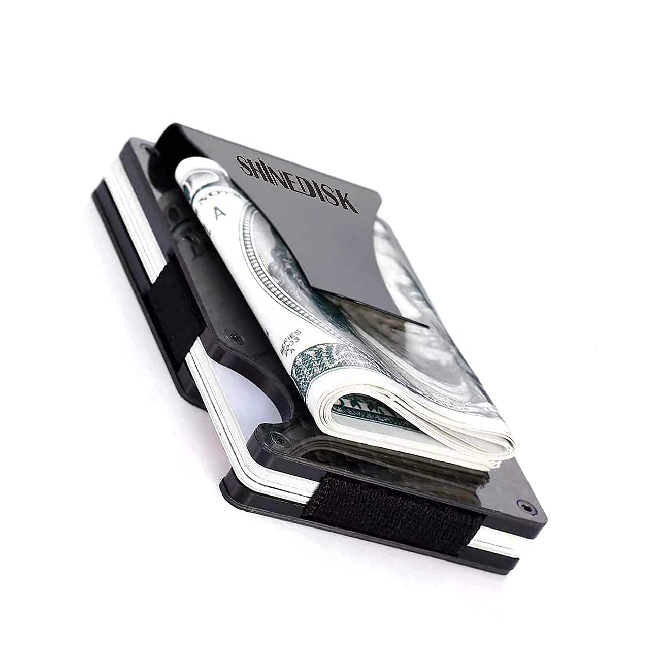 ridge wallets for men.minimalist wallet for men Carbon Fiber Card Holder RFID Blocking Slim Front Pocket Aluminum Metal Wallets with Cash Strap, Minimalist