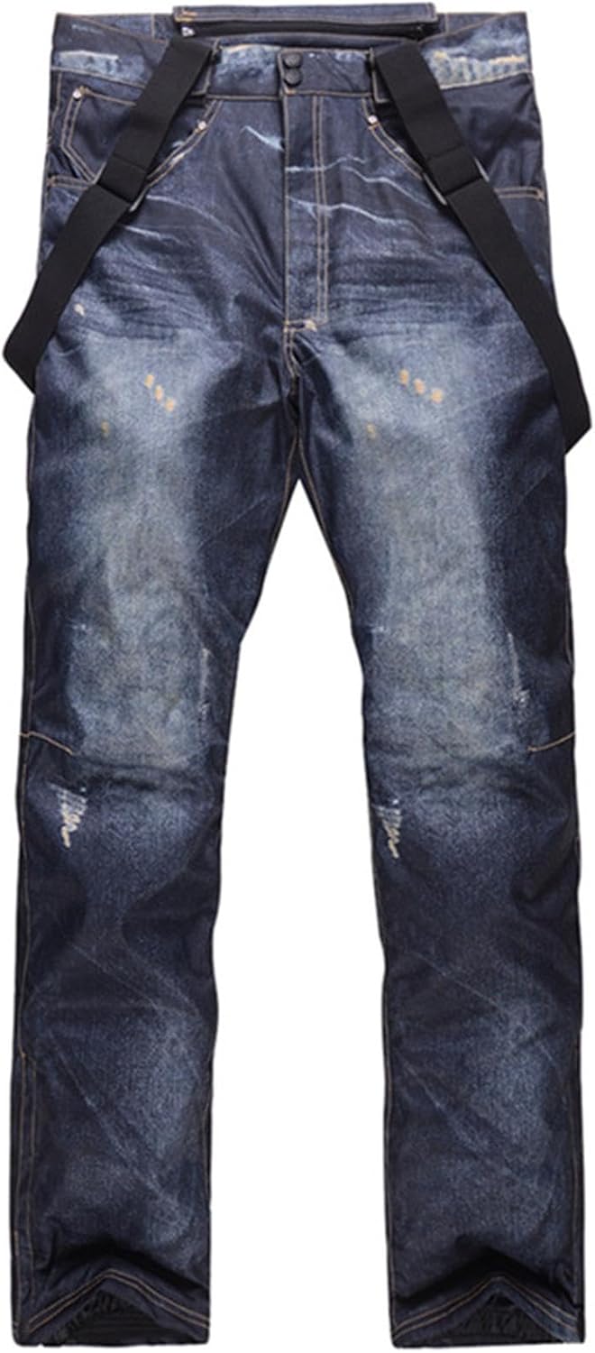 watersouprty Men Snowboard Overalls Jeans Ski Pants Windproof Waterproof Warm Snowboarding Snow Insulated Bibs