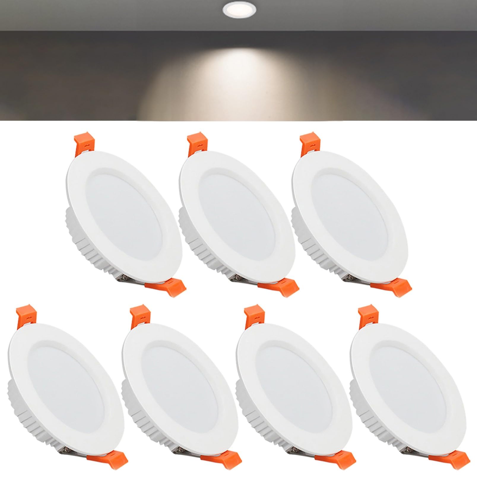 TTiiLoe 12W Round LED Recessed Ceiling Spotlights, 4000K Neutral White Ultra Slim Panel Ceiling Light, Cut Φ110-130mm, AC110-240V Downlights for Hallway Stairwell Showroom, 7 Pack