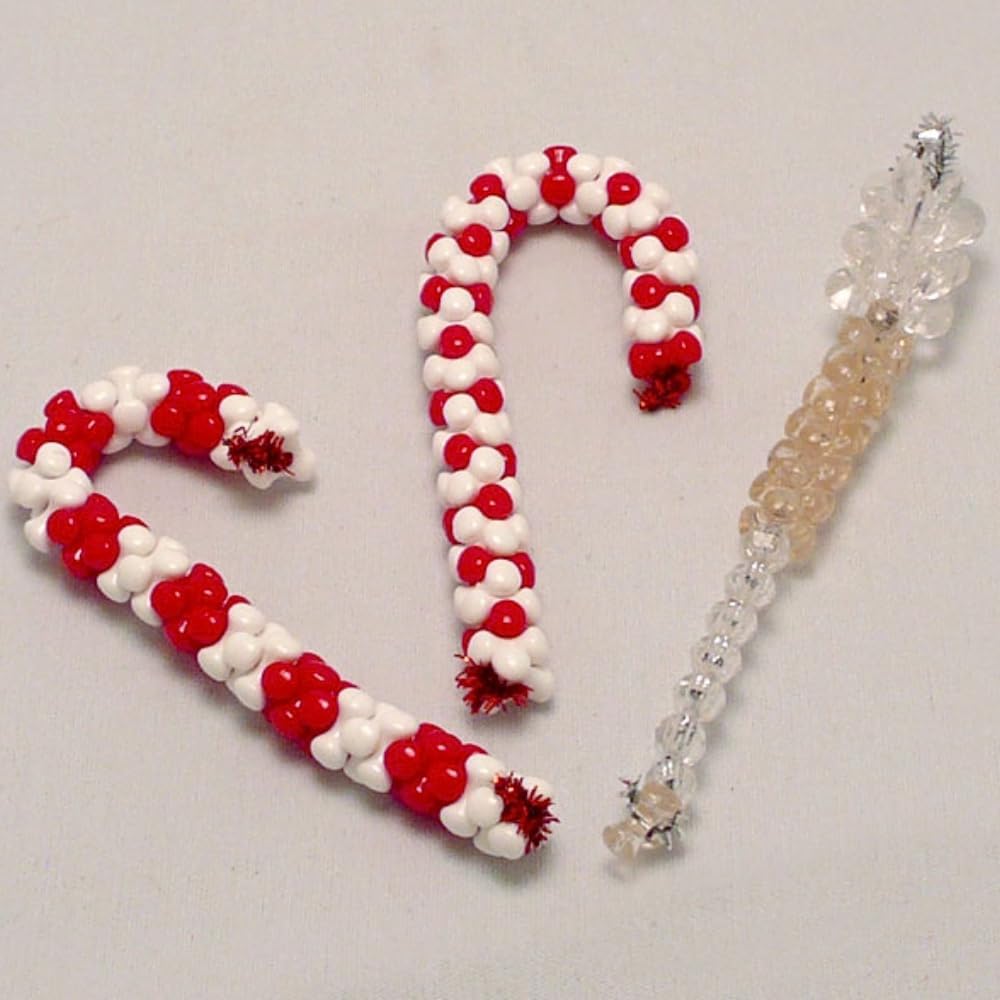 Fun Express Beaded Candy Cane Ornament Craft for Christmas, Craft Kits, 12 Pieces