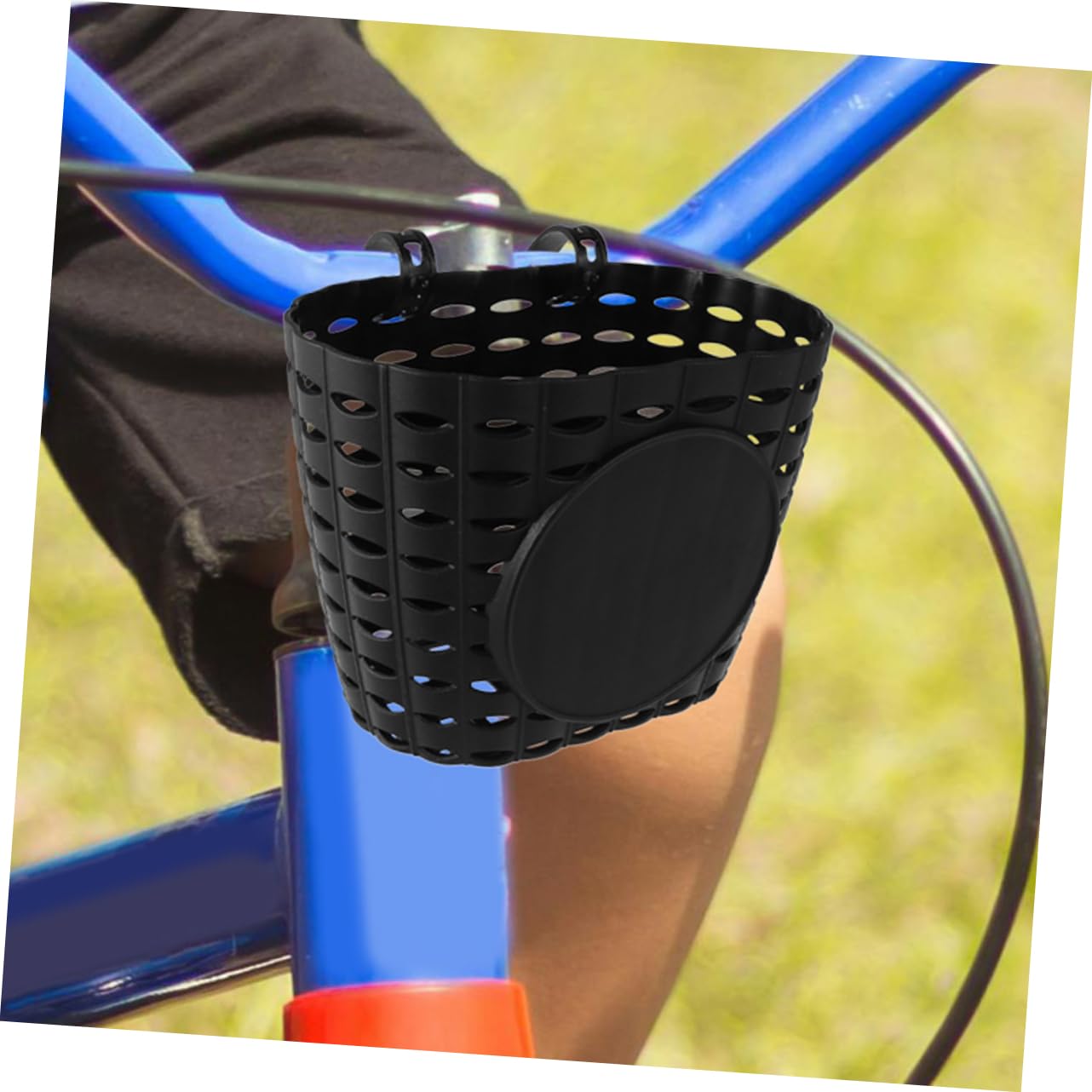 Abnehmbarer Fahrradkorb aus Kunststoff für Kinderfahrräder, Schwarz | 1 Satz mit Gurt, Komfortable Oberfläche, Praktisches Zubehör für Jungen und Mädchen