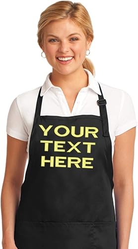 Miniatura 6 de Personalized Apron, Add a Name Embroidered Design, Add Your Own Name, Adult Bib Aprons 6 colors