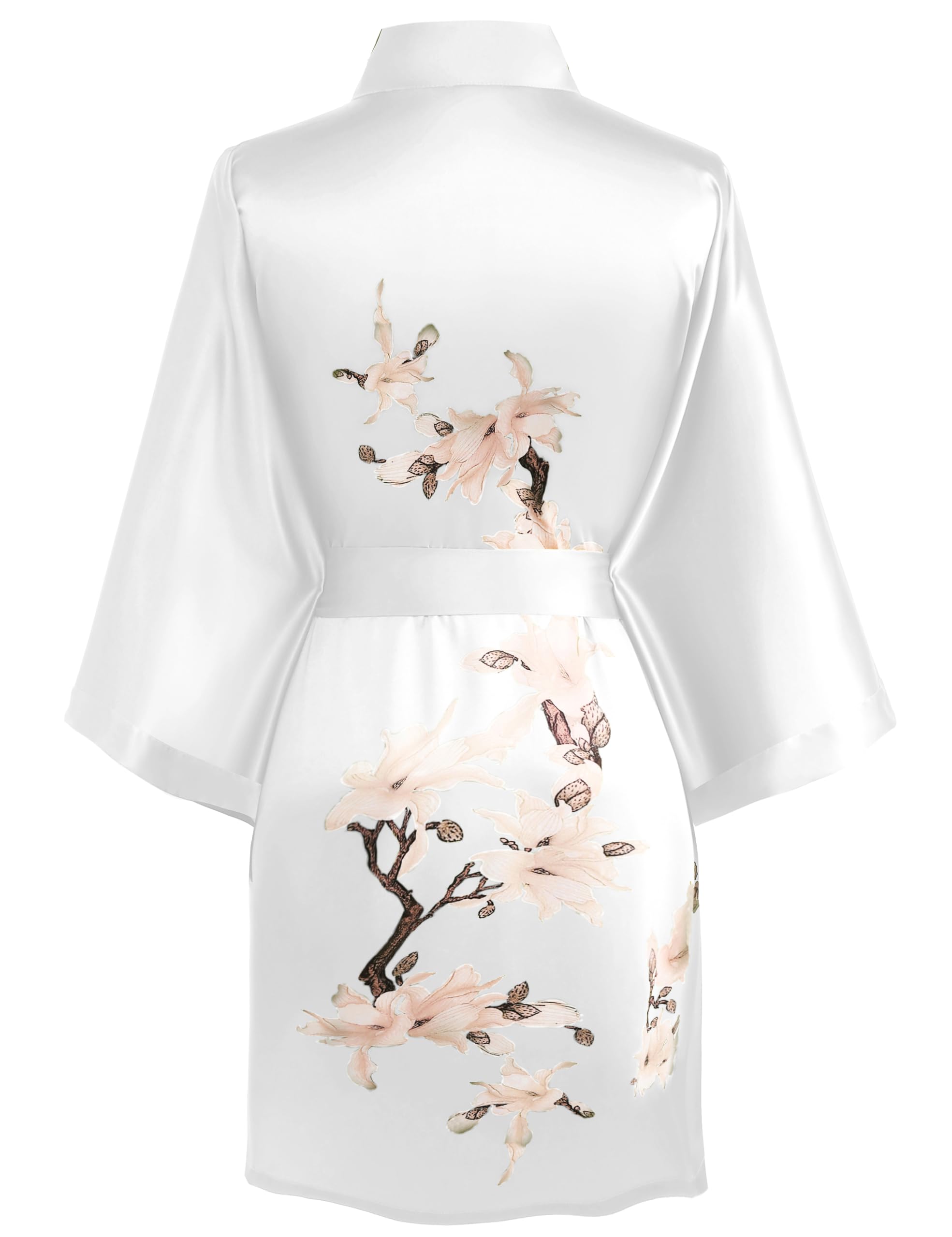 BABEYOND Robe kimono courte en satin floral soyeux pour enterrement de vie de jeune fille