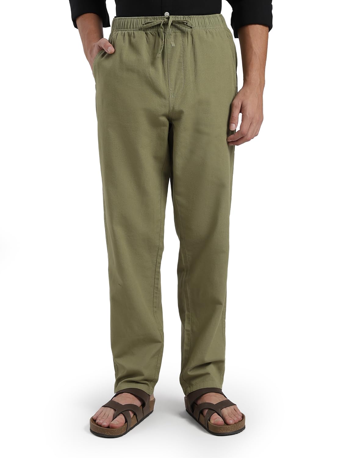 fyltr Men's Cotton Linen Summer Pants with Elasticated Drawstring Waistband | 4 Pocket Styling | Relaxed Fit | Comfortable Pants for Men-picture-27