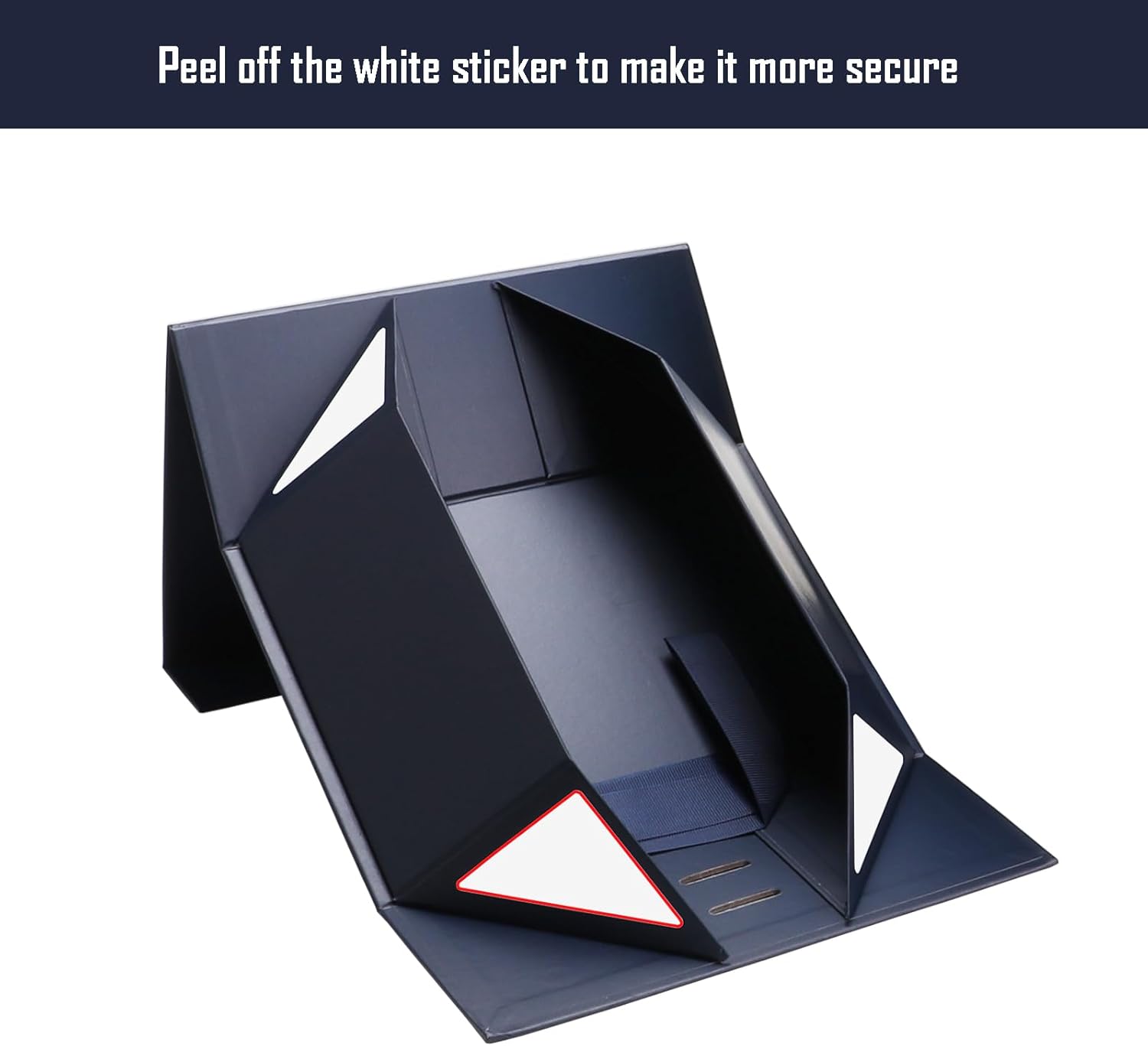 MEIANJU Dark Blue Gift Boxes 8.7*W6.5*H3.5inch with Ribbon Foldable Magnetic Gift Boxes Set of 5 Glossy Finish Magnetic Box for Luxury Presentations and Groomsmen Proposal