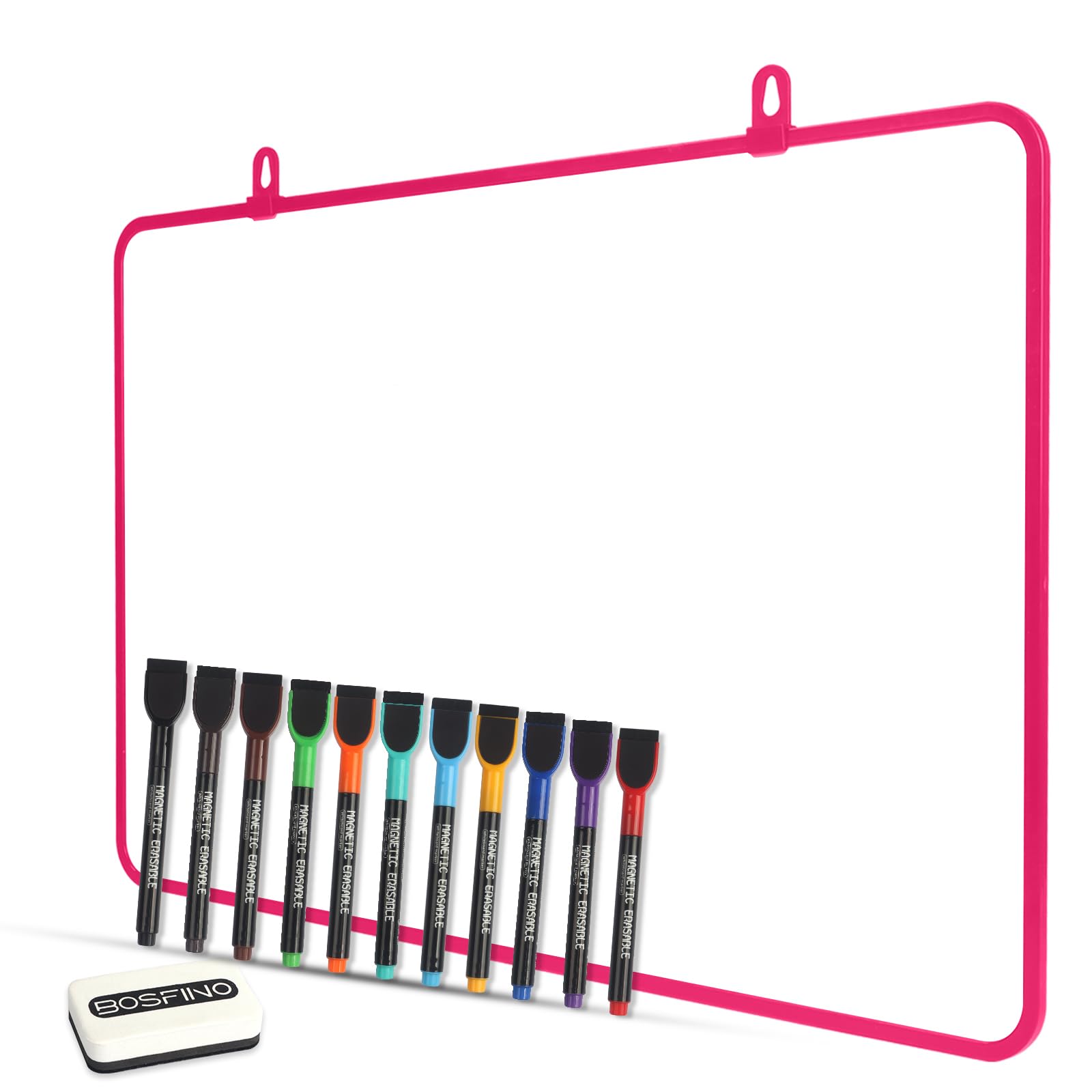 DumanAsen 30x40cm Magnetic Whiteboard - Dry Erase Board, Durable Writing Surface, Perfect for Office, Home, or Classroom Use, Includes whiteboard pens and Eraser, 12x16 Inches - Pink
