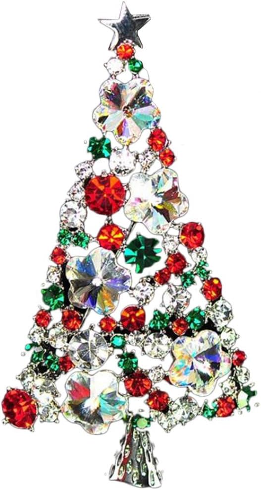 PULABO Simple and Sophisticated DesignWoman Brooches Christmas Tree Brooch Pins Rhinestone Covered Brooches Scarves Shawl Clip for Women Ladies and Creative : Clothing, Shoes & Jewelry