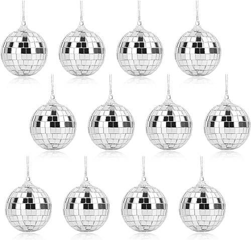 12 bolas de discoteca con espejo de 2 pulgadas mini bolas de discoteca de cristal plateado decoración de fiesta esferas de espejo de discoteca