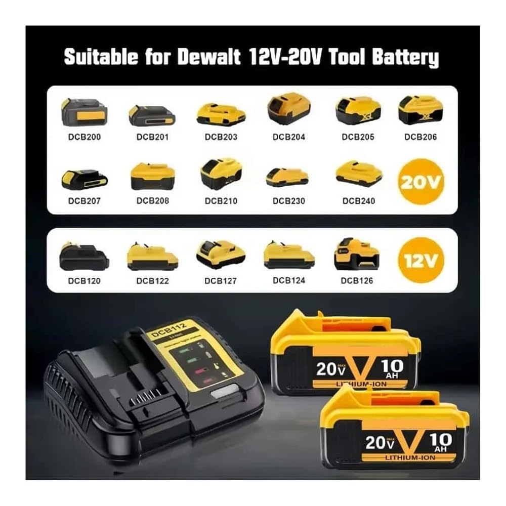 Batteria sostitutiva agli ioni di litio da 12000 mAh 20 V compatibile for utensili elettrici Dewalt DCB200 DCB206 DCB204(1PCS 8.0Ah battery)