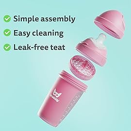 Herobility Double Anti-Colic Baby Bottles - 8.5 fl oz/240ml - 4-Pack - Multicolor - Denim, Black, Dusky Green, Gray