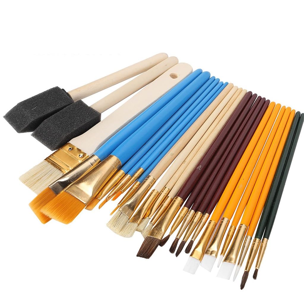 Pinceles para Pintar, Varilla de Madera, Pincel para Acuarela, Pincel para óleo, Esponja, bolígrafo